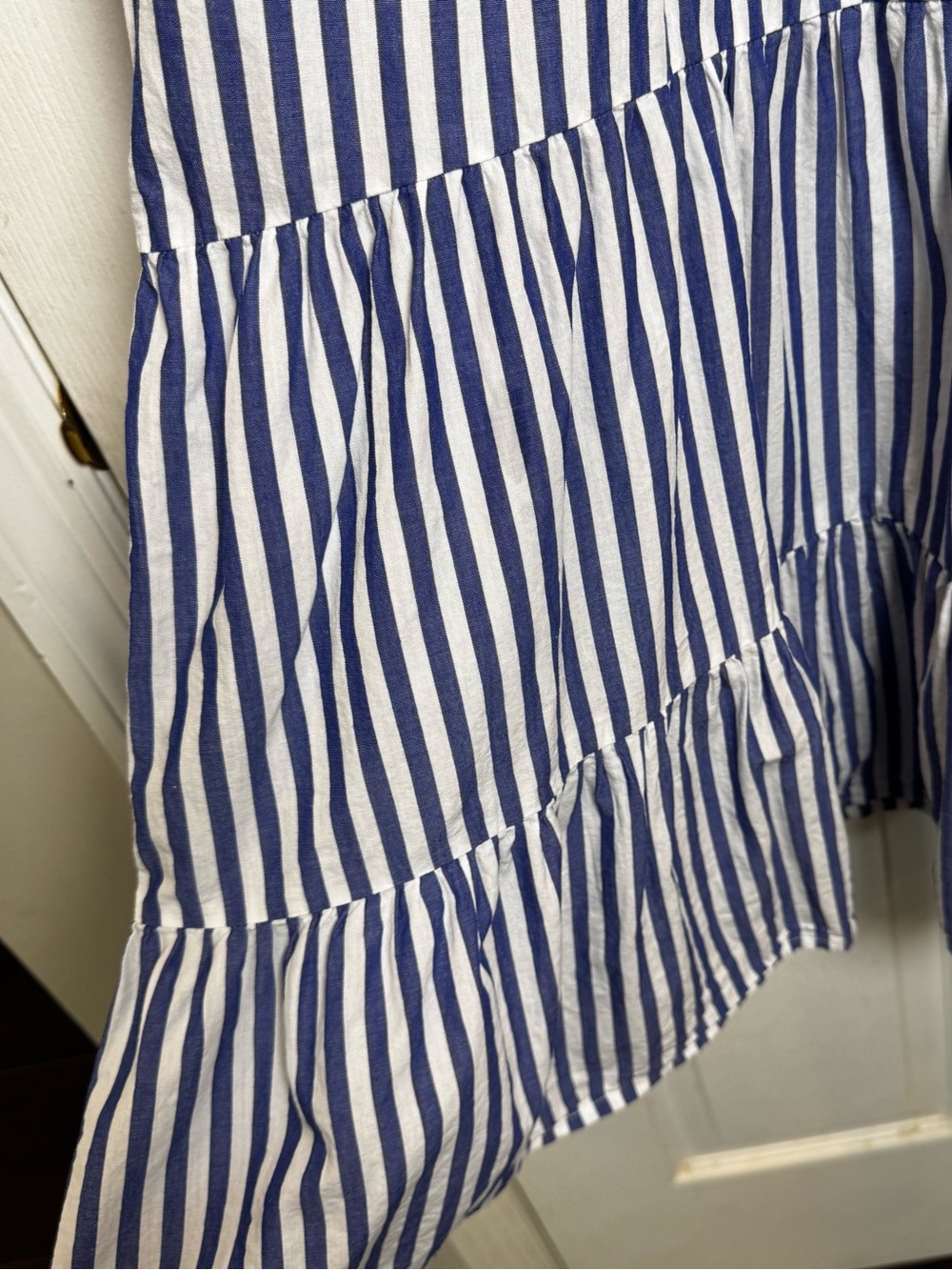 Pomander Place Tuckernuck XL Blue White Stripe Tiered Mini Dress Coastal Coverup - Picture 7 of 10